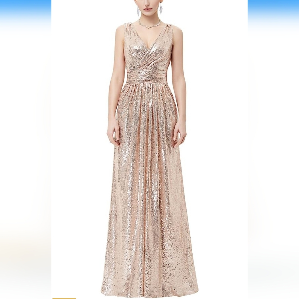 Kate Kasin rose gold sequin dress Sz 4